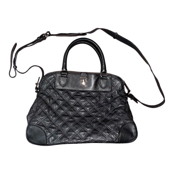 Marc Jacobs Metallic Silver Charcoal Quilted Satchel Convertible - Picture 2 of 13